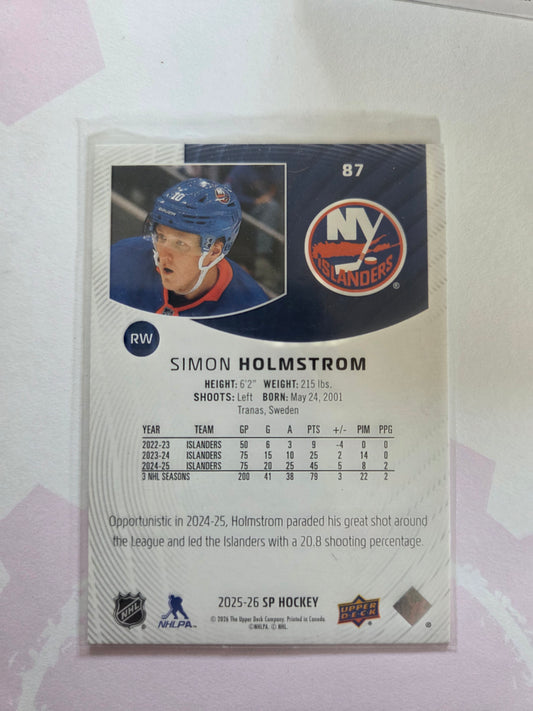 Simon Holmstrom SP Hockey #87 [New York Islanders]