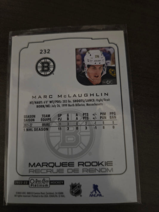 Marc McLaughlin O-Pee-Chee Platinum Marquee Rookie #232 [Boston Bruins]