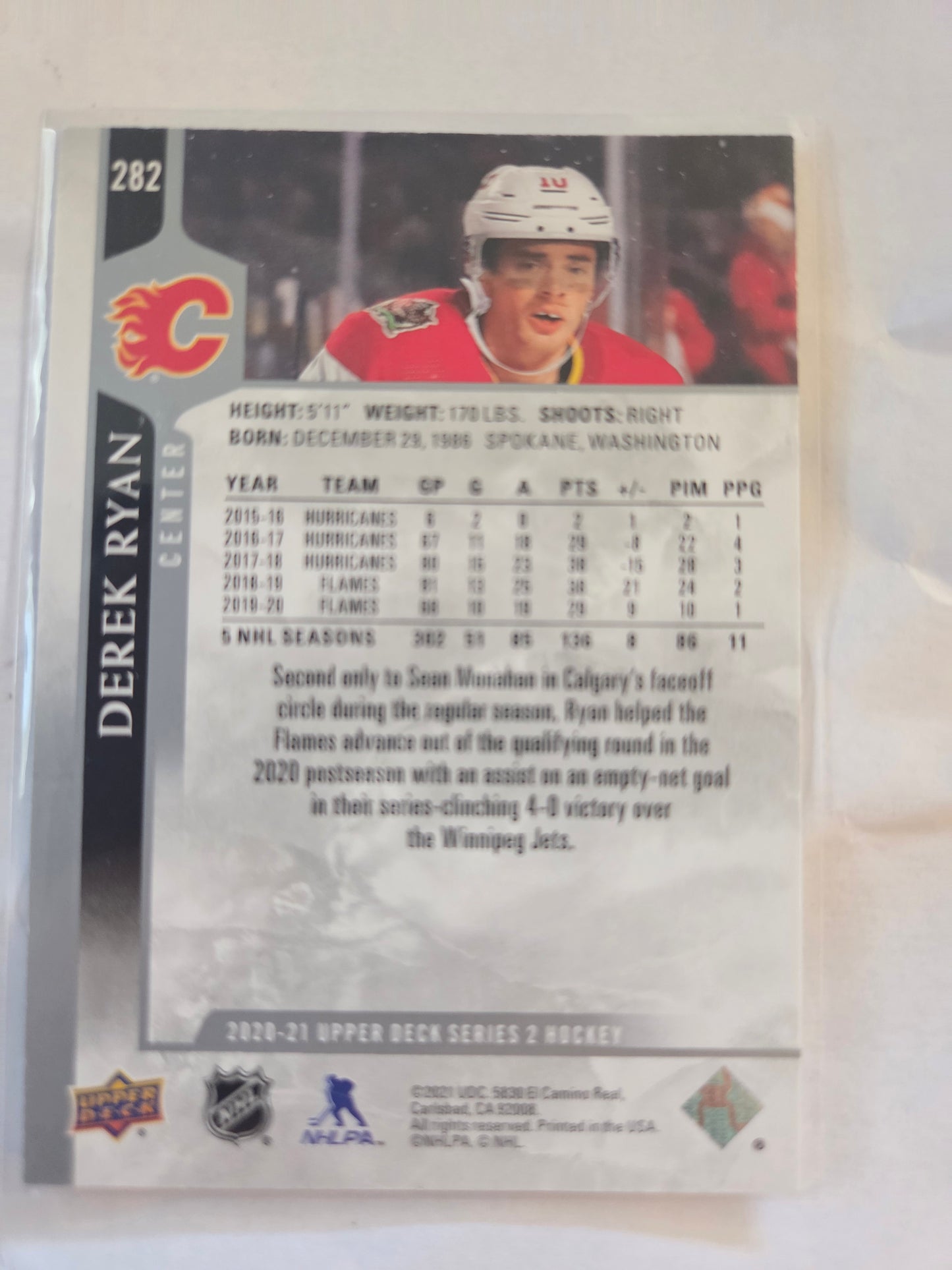 Derek Ryan Upper Deck Series 2 #282 [Calgary Flames]