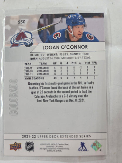 Logan O'Connor Upper Deck Extended Series #550 [Colorado Avalanche]