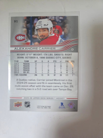 Alexandre Carrier Upper Deck Series 1 #91 [Montreal Canadians]