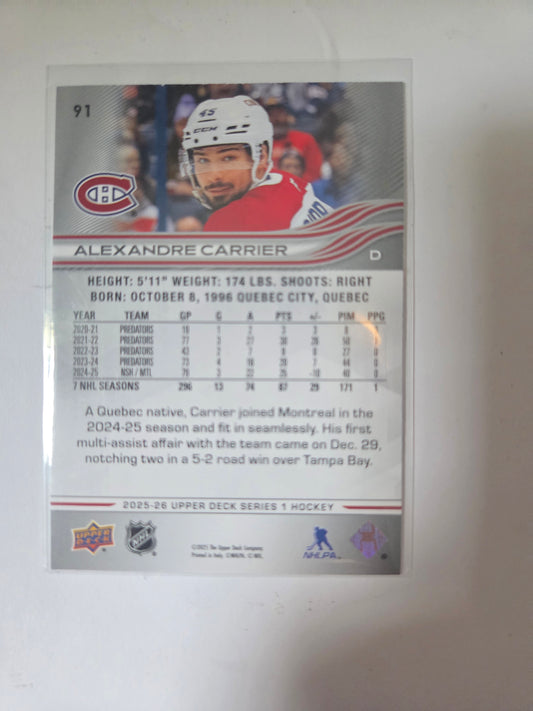 Alexandre Carrier Upper Deck Series 1 #91 [Montreal Canadians]