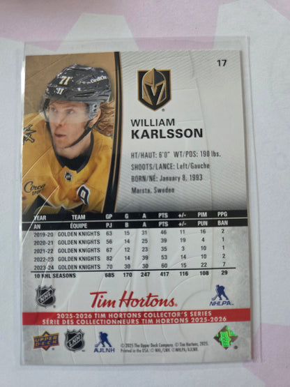 William Karlsson Upper Deck Tim Hortons #17 [Las Vegas Golden Knights]