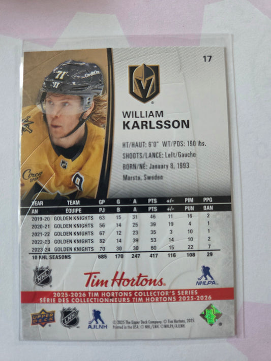 William Karlsson Upper Deck Tim Hortons #17 [Las Vegas Golden Knights]