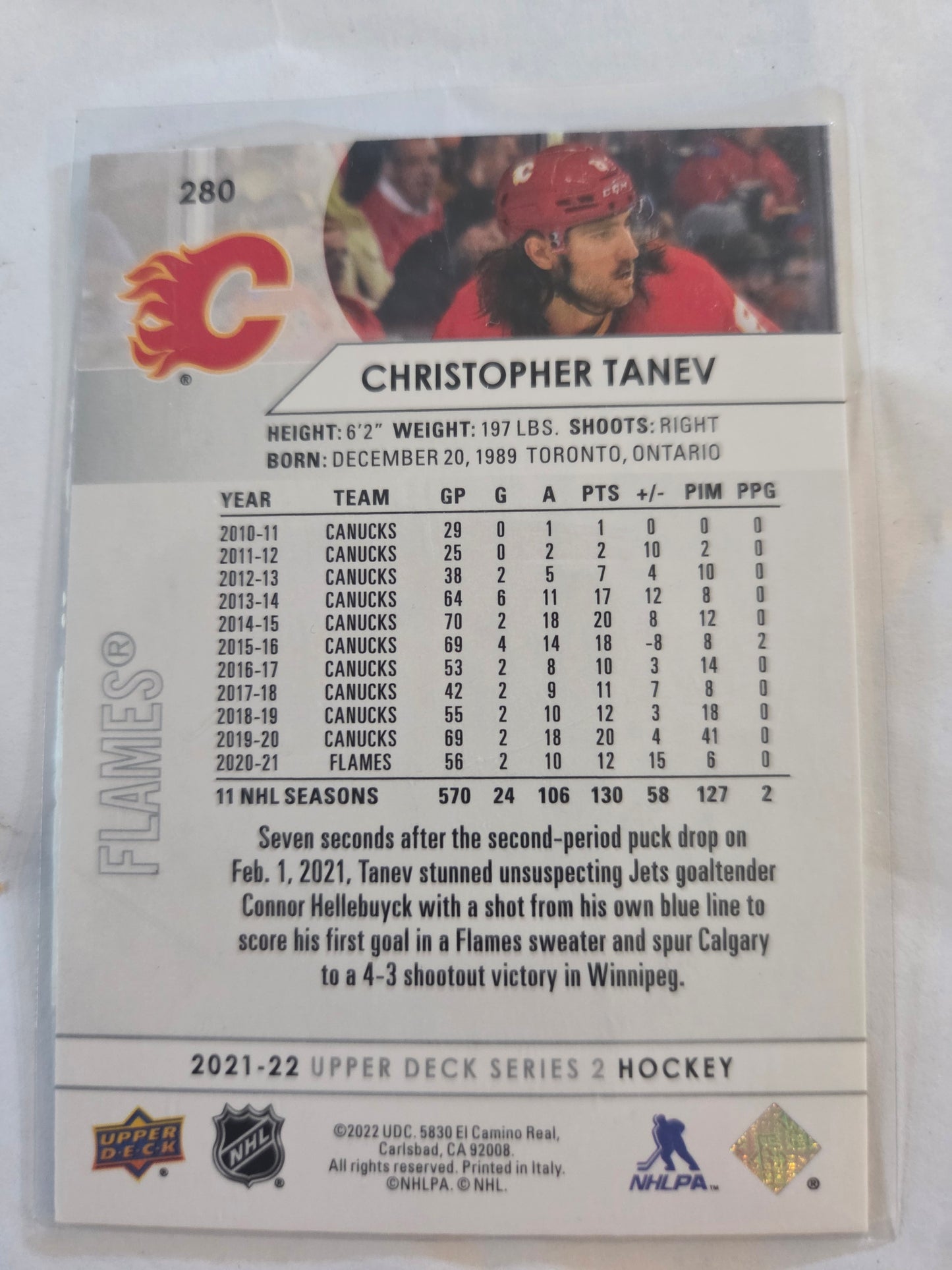 Christopher Tanev Upper Deck Series 2 #280 [Calgary Flames]