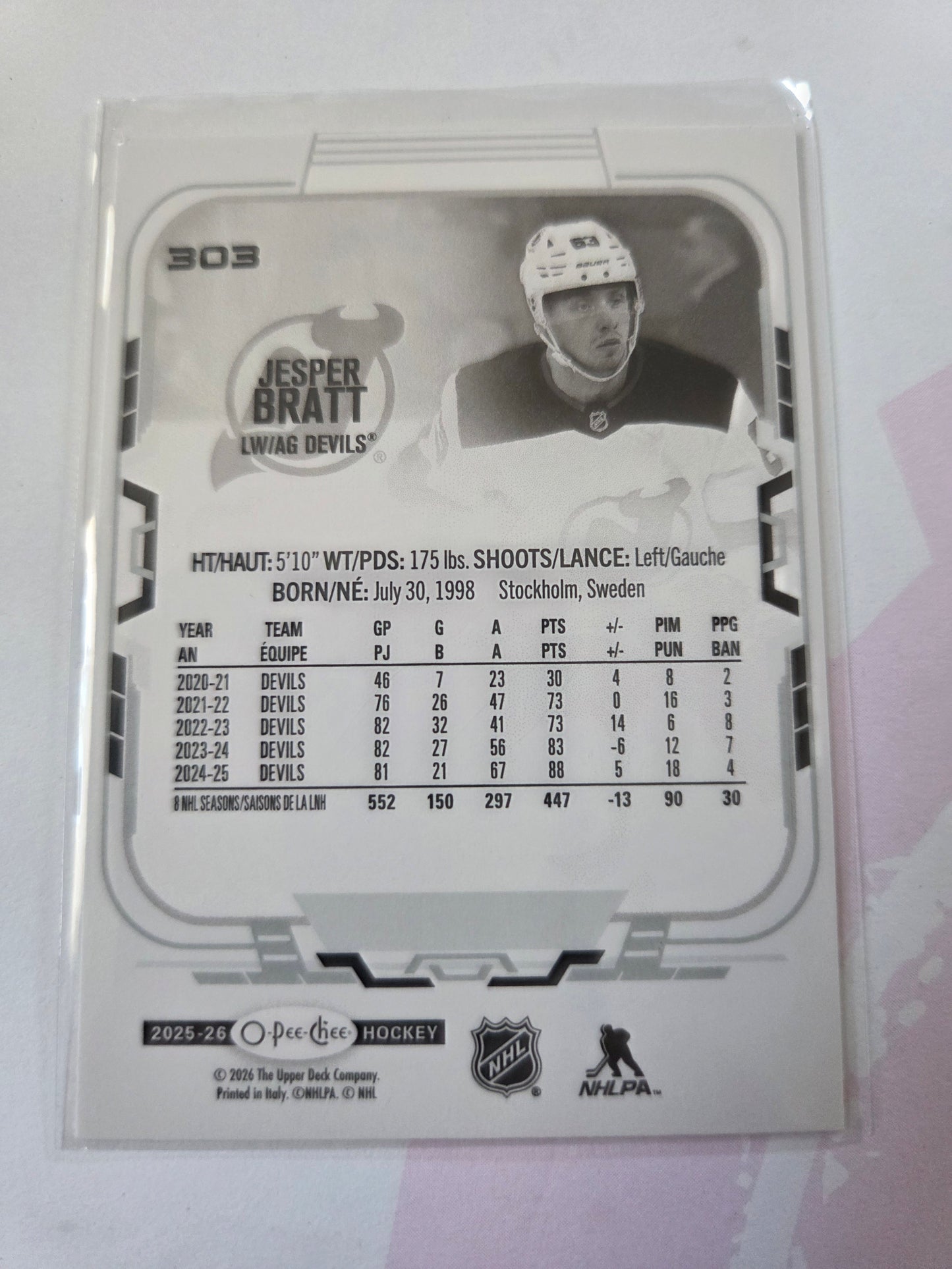 Jesper Bratt O-Pee-Chee Hockey #303 [New Jersey Devils]