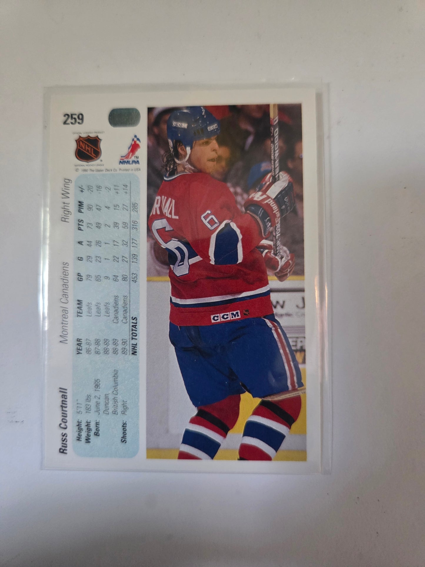 Russ Courtnall 91/92 Score #259 [Montreal Canadians]