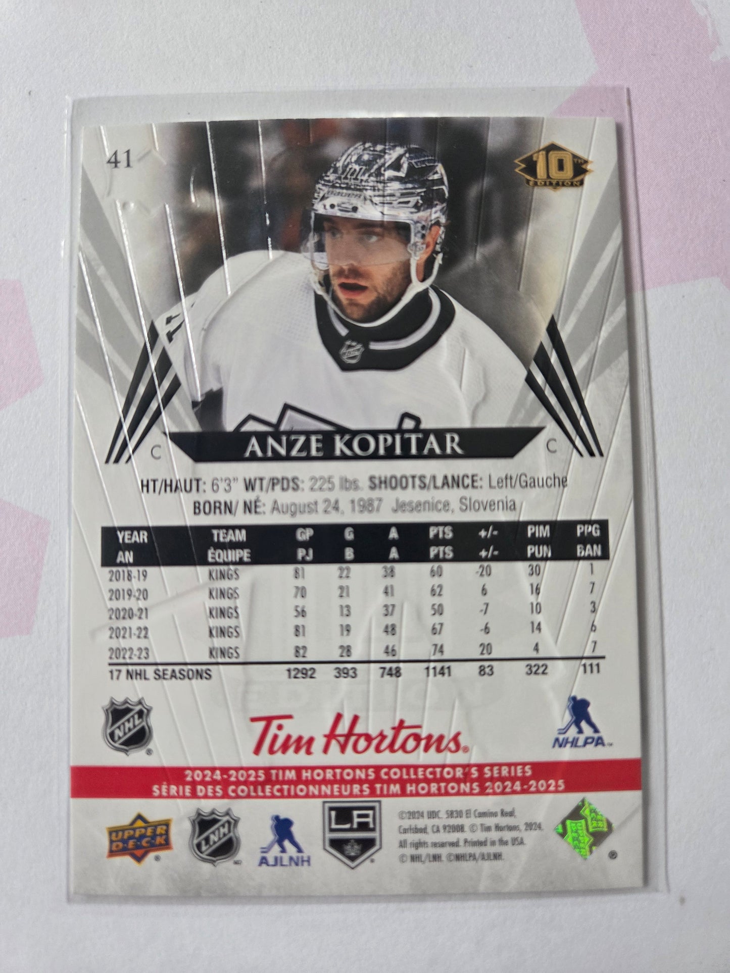 Anze Kopitar Upper Deck 10th Edition #41 [Los Angeles Kings]
