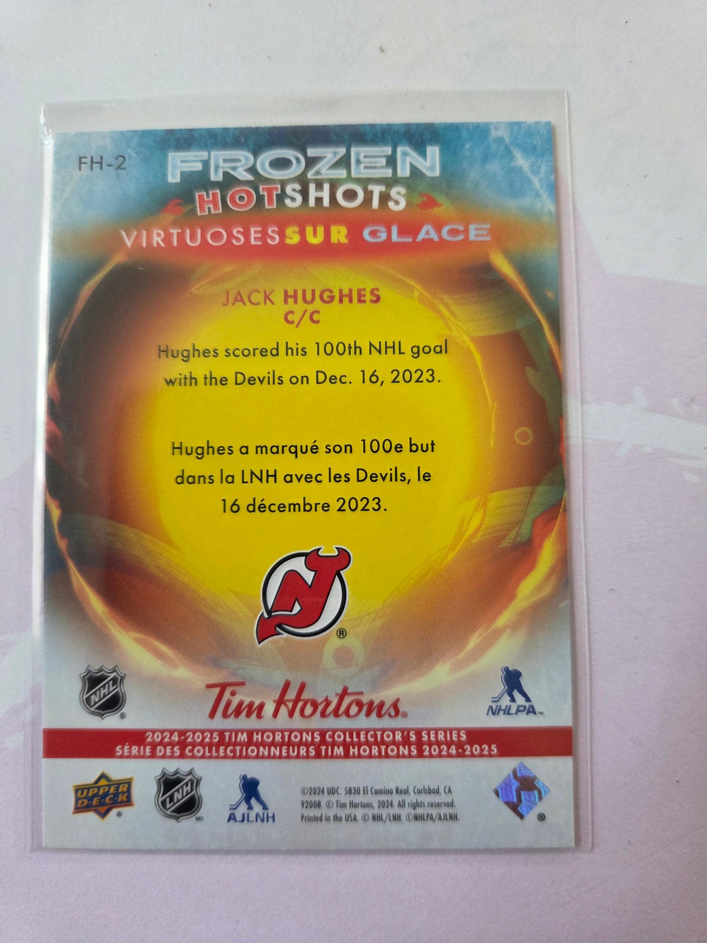 Jack Hughes Upper Deck Frozen Hot Shots [New Jersey Devils]