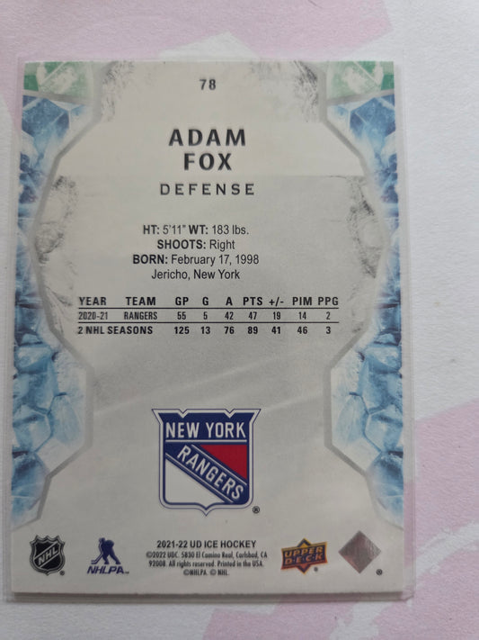 Adam Fox Upper Deck UD Ice Hockey #78 [New York Rangers]