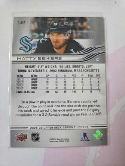 Matty Beniers Upper Deck Series  1 #145 [Seattle Kraken]