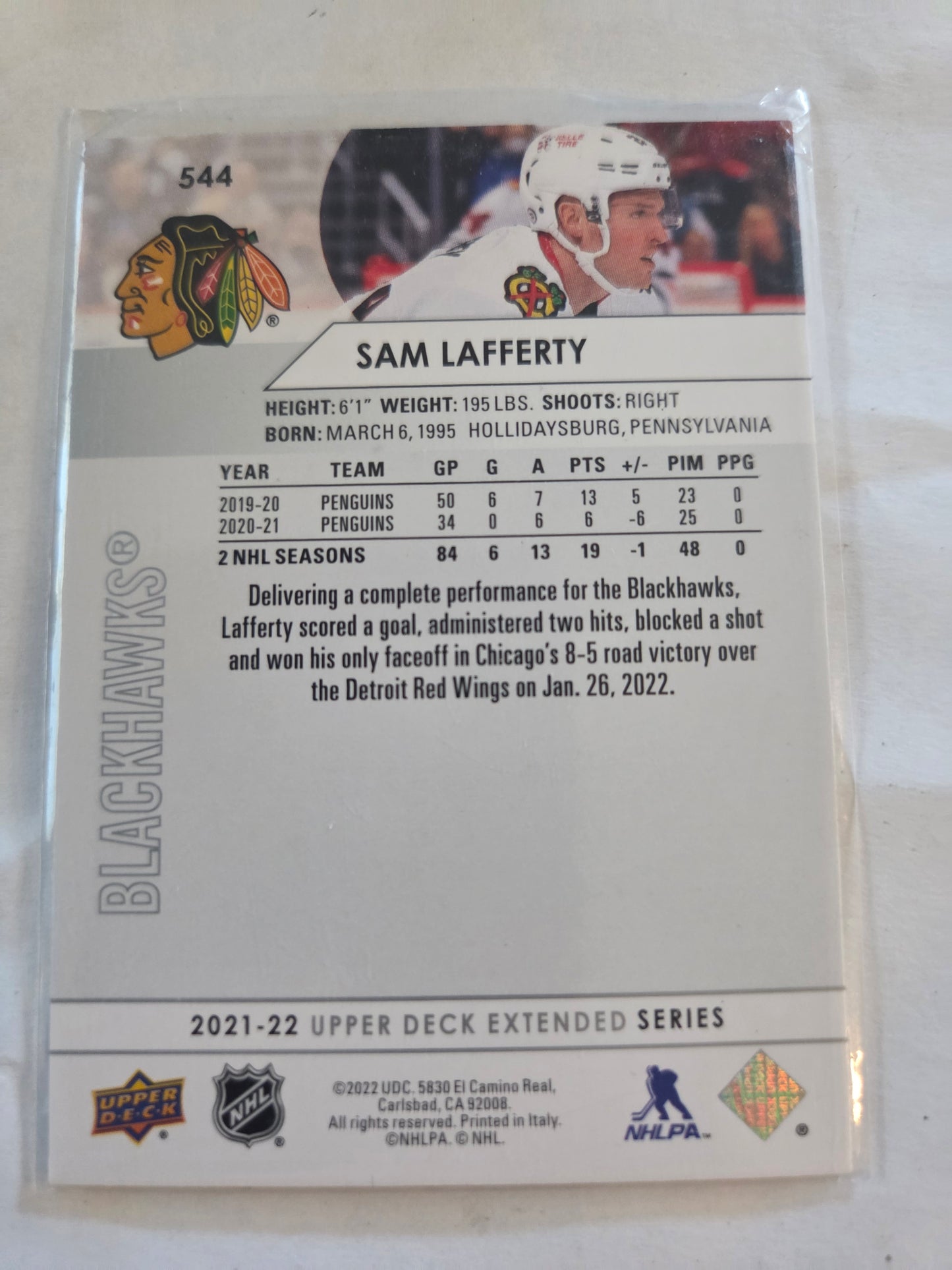 Sam Lafferty Upper Deck Extended Series #544 [Chicago Blackhawks]