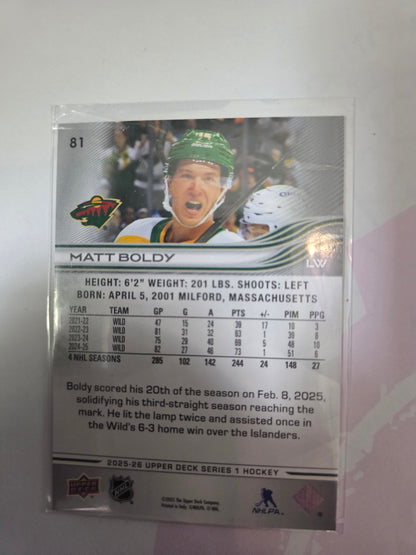 Matt Boldy Upper Deck Series 1 #81 [Minnesota Wild]