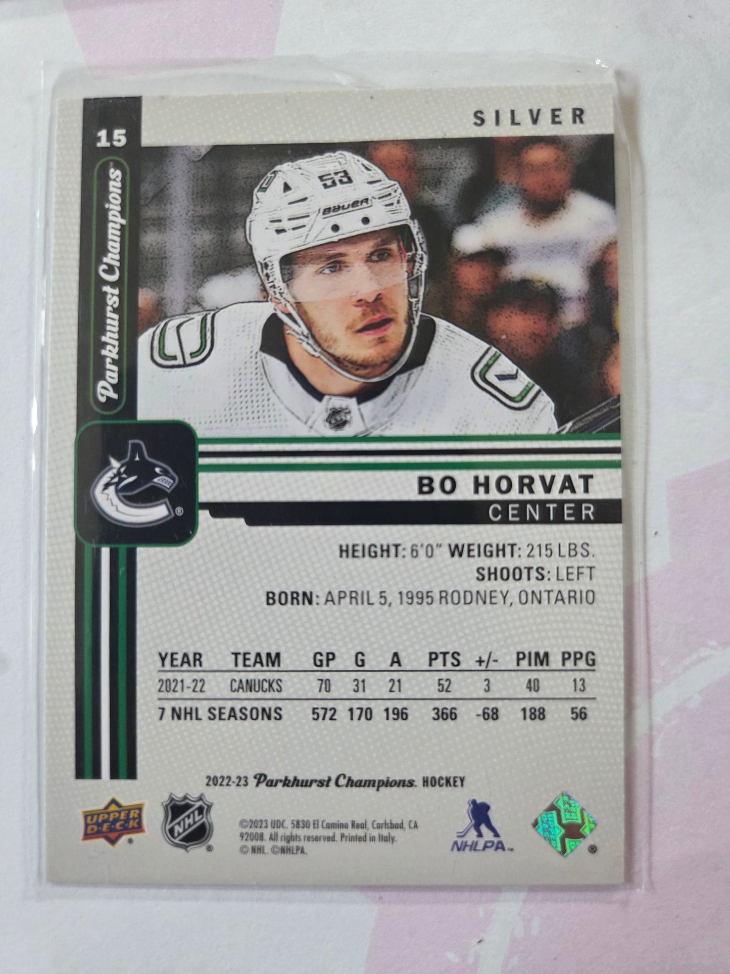 Bo Horvat Parkhurst Champions Silver Veteran #15 [Vancouver Canucks]