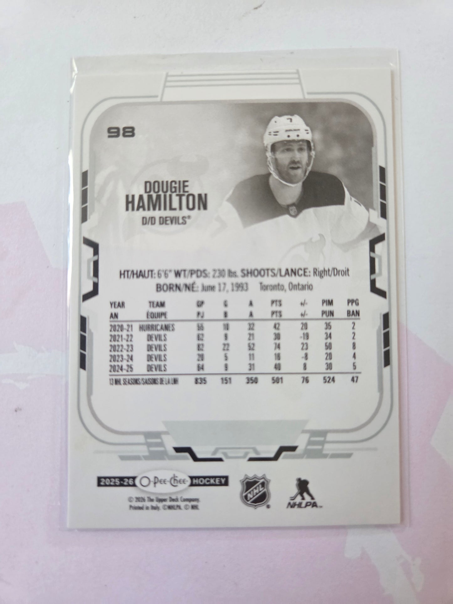 Dougie Hamilton O-Pee-Chee Hockey #98 [New Jersey Devils]