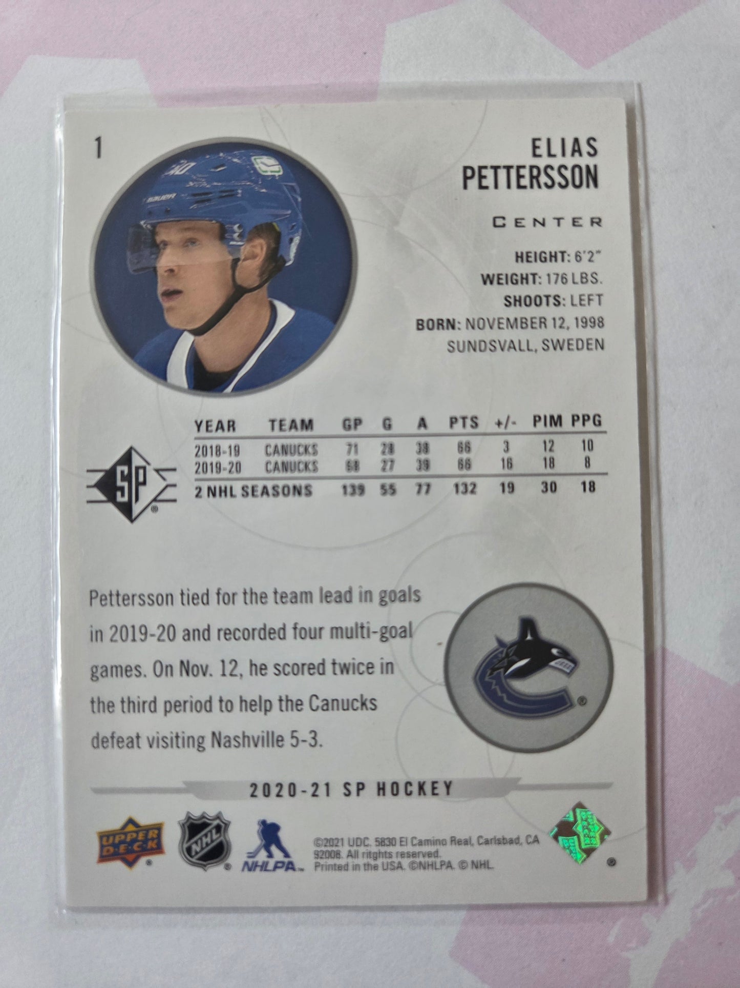 Elias Pettersson SP Hockey #1 [Vancouver Canucks]