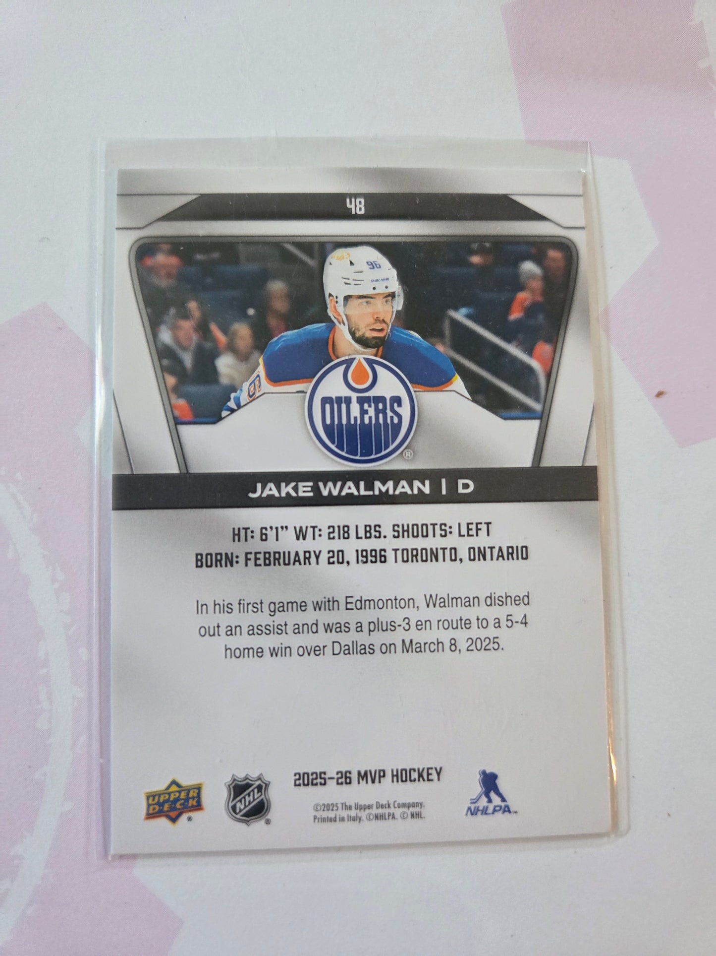 Jake Walman Upper Deck MVP Hockey #48 [Edmonton Oilers]