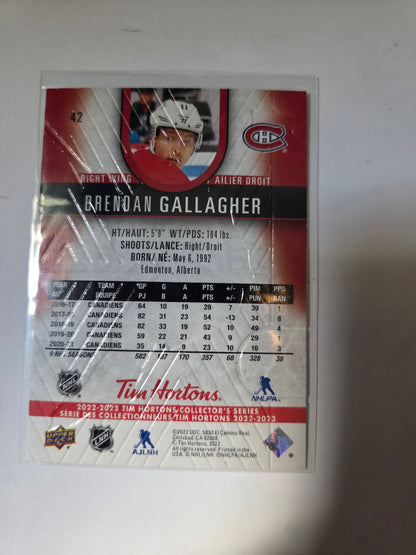 Brendan Gallagher Upper Deck Tim Hortons #42 [Montreal Canadians]