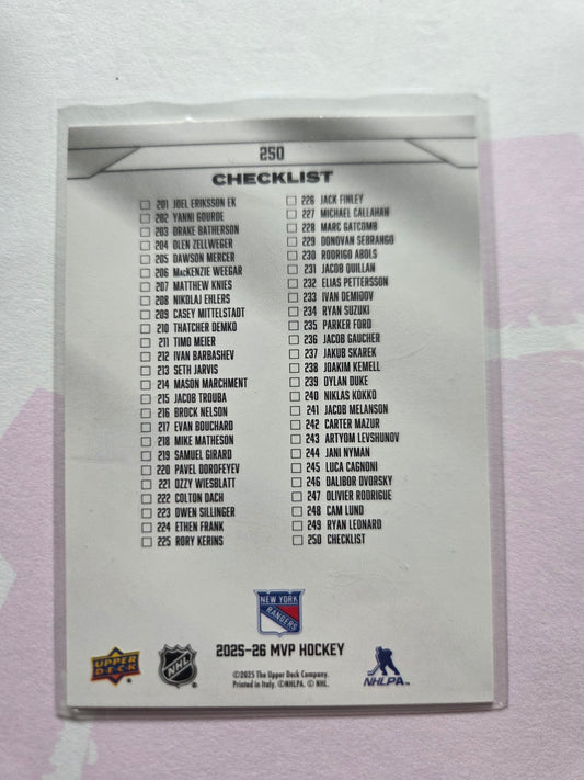 Gabe Perreault Upper Deck MVP Hockey Rookies Checklist #250 [New York Rangers]