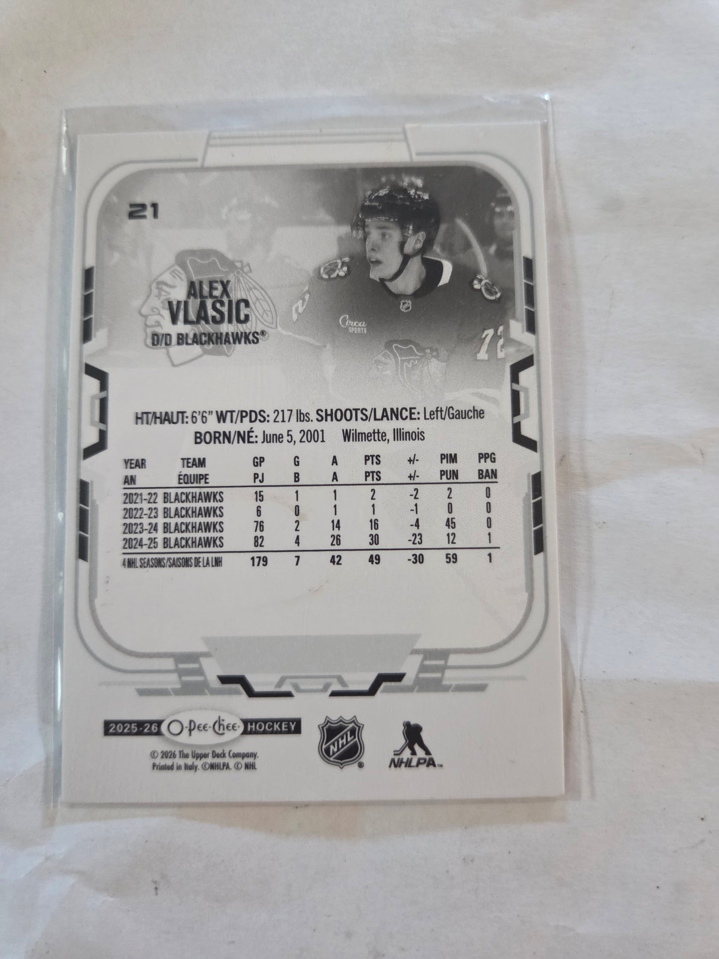 Alex Vlasic O-Pee-Chee Hockey #21 [Chicago Blackhawks]