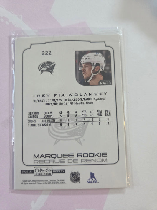 Trey Fix-Wolansky O-Pee-Chee Platinum Hockey Marquee Rookie  #222 [Columbus Blue Jackets]