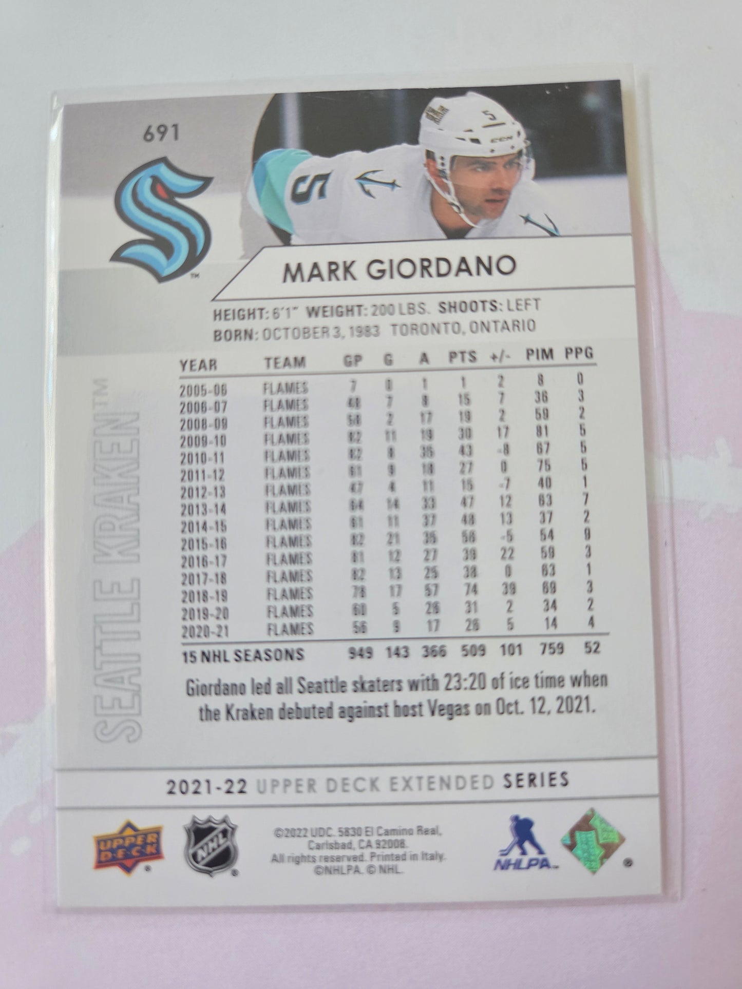 Mark Giordano Upper Deck Extended Series #691 [Seattle Kraken]