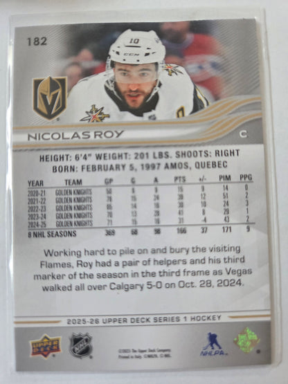 Nicolas Roy Upper Deck Series 1 #182 [Las Vegas Golden Knights]