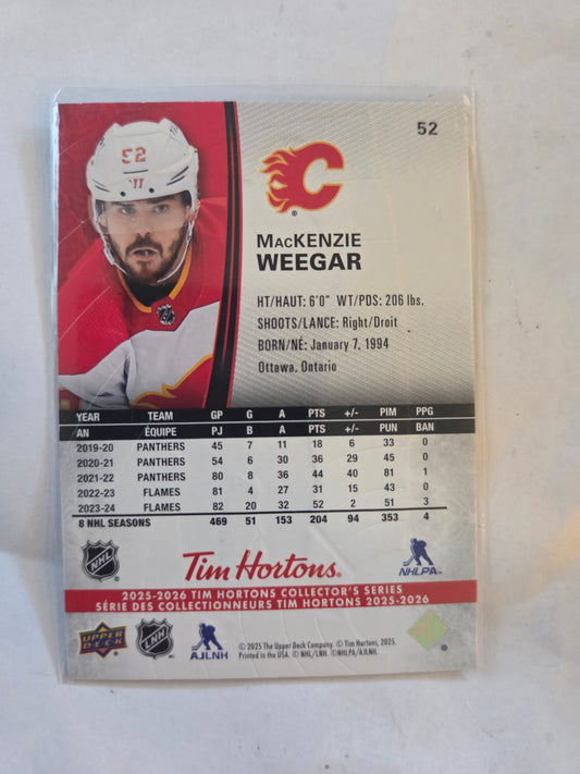 MacKenzie Weegar Tim Hortons Upper Deck #52 [Calgary Flames]