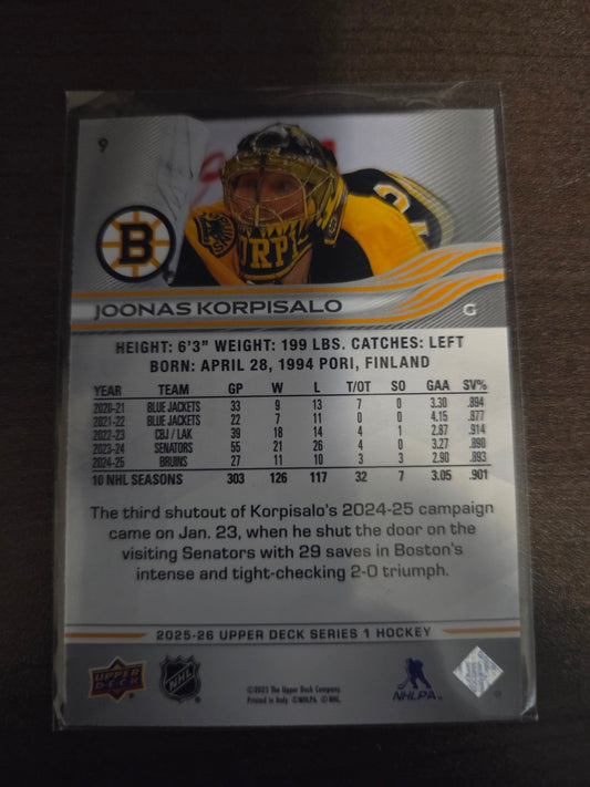 Joonas Korpisalo Upper Deck Series 1 #9 [Boston Bruins]