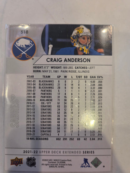 Craig Anderson Upper Deck Extended Series #518 [Buffalo Sabres]