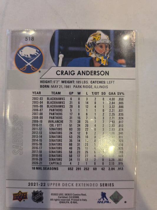Craig Anderson Upper Deck Extended Series #518 [Buffalo Sabres]
