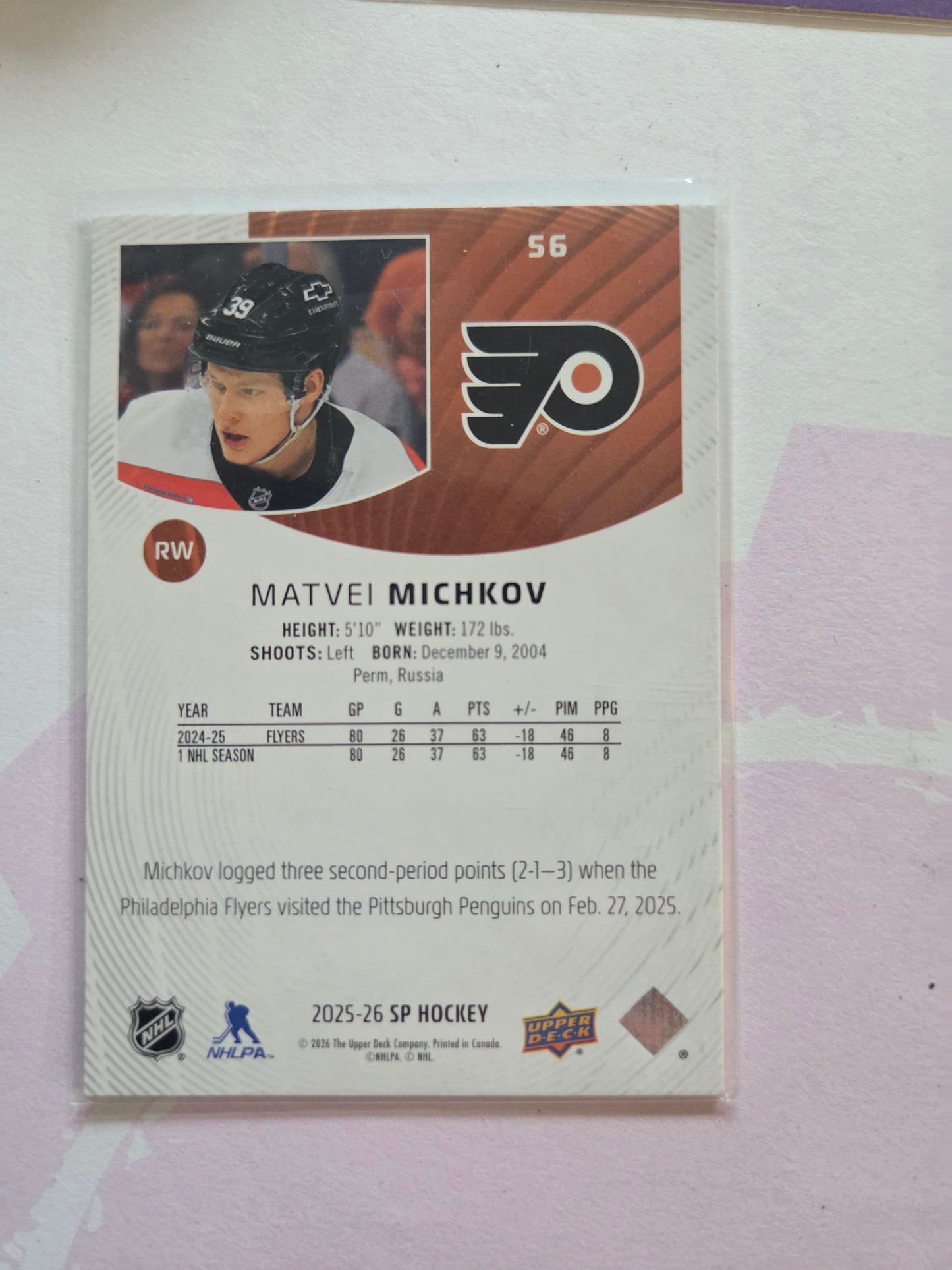 Matvei Michkov SP Hockey #56 [Philadelphia Flyers]