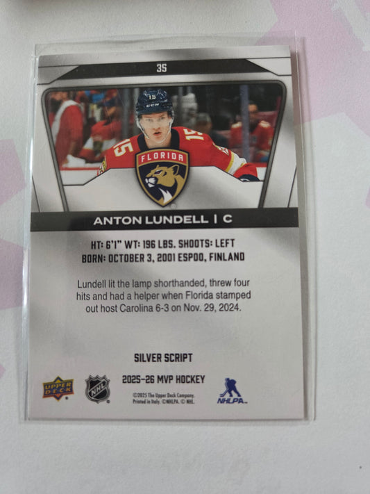 Anton Lundell Upper Deck MVP Hockey Signed Silver Script #35 [Florida Panthers]
