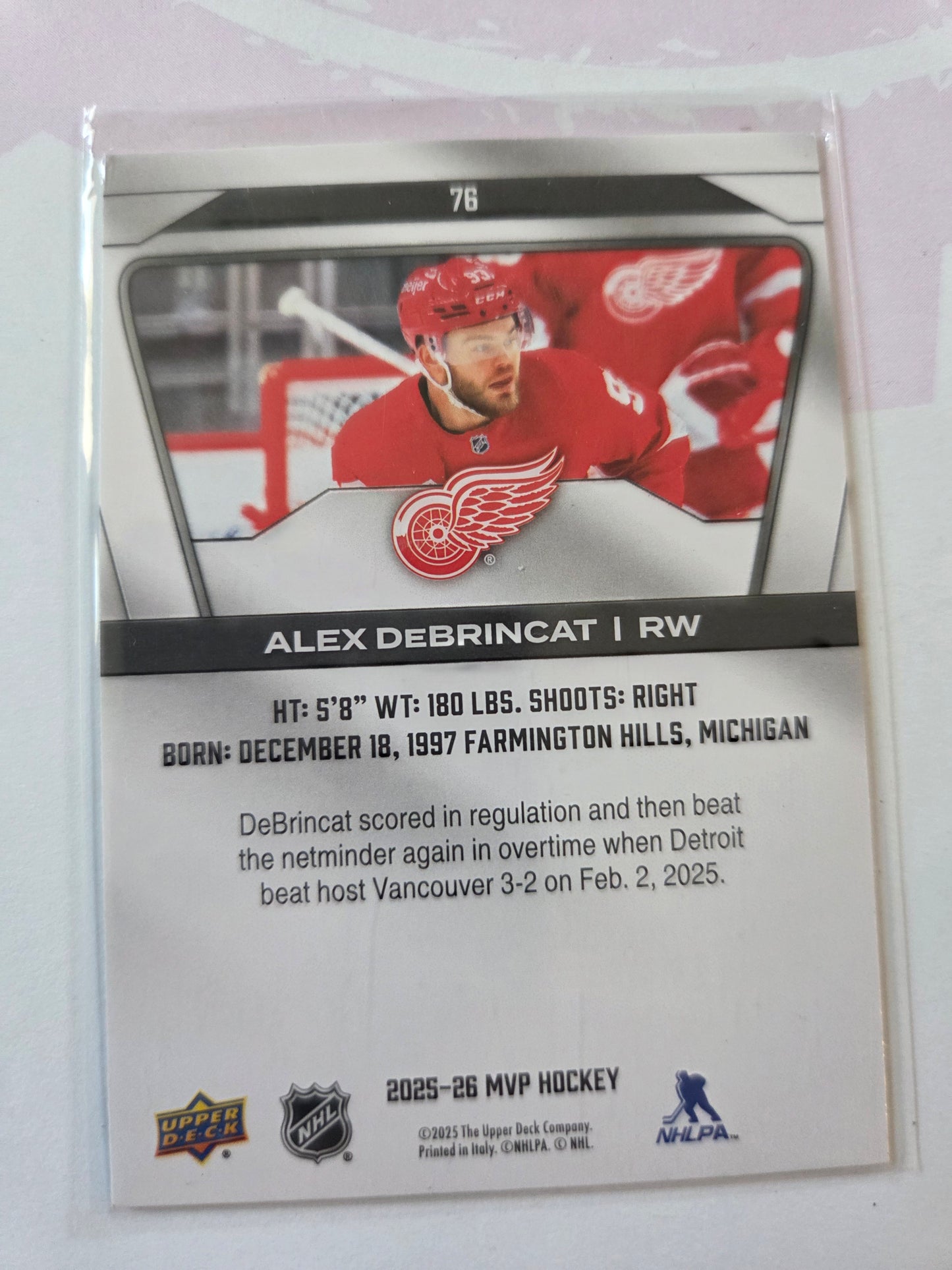 Alex DeBrincat Upper Deck MVP Hockey #76 [Detroit Red Wings]