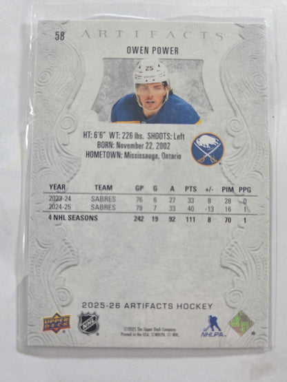 Owen Power Upper Deck Artifacts Hockey #58 [Buffalo Sabres]