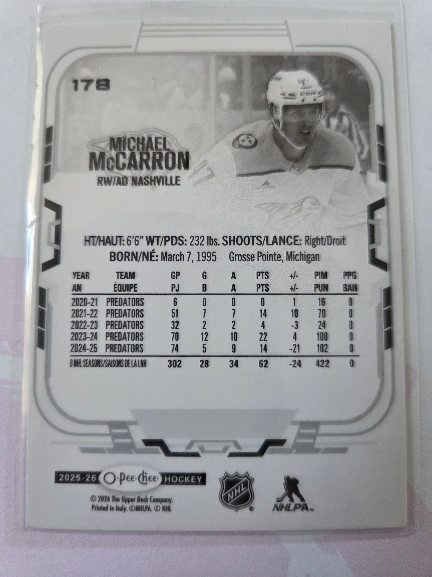 Michael McCarron O-Pee-Chee Hockey #178 [Nashville Predators]