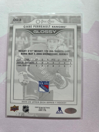 Gabe Perreault Upper Deck O-Pee-Chee Series 1 Glossy [New York Rangers]