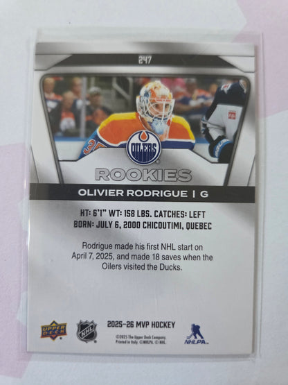 Olivier Rodrigue Upper Deck MVP Hockey Rookies #247 [Edmonton Oilers]