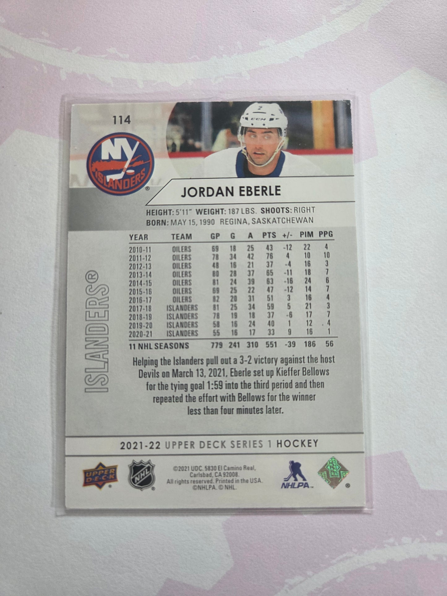 Jordan Eberle Upper Deck Series 1 #114 [New York Islanders]