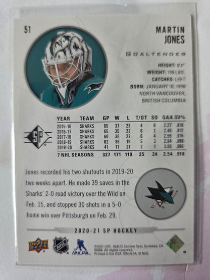 Martin Jones SP Hockey #51 [San Jose Sharks]