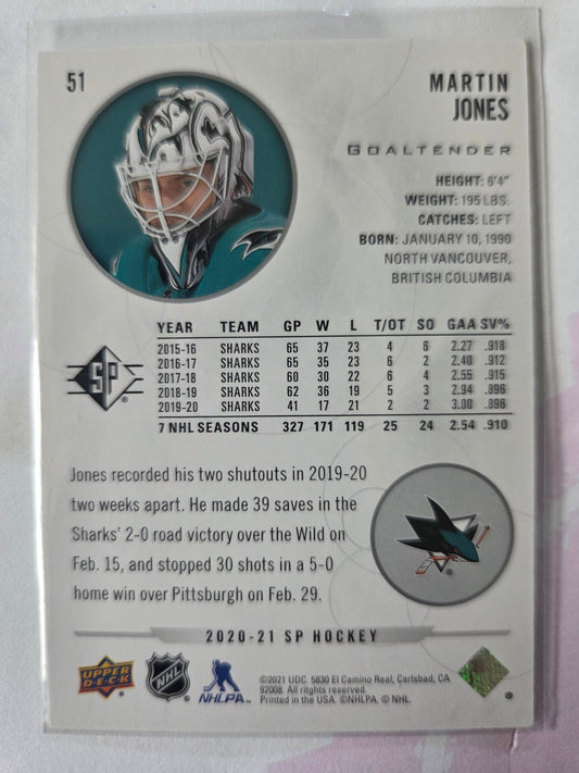 Martin Jones SP Hockey #51 [San Jose Sharks]