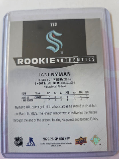 Jani Nyman SP Hockey #112 Rookie Authentics 1655/1749 [Seattle Kraken]