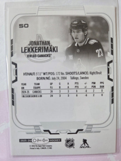 Jonathan Lekkerimäki O-Pee-Chee Hockey #50 [Vancouver Canucks]