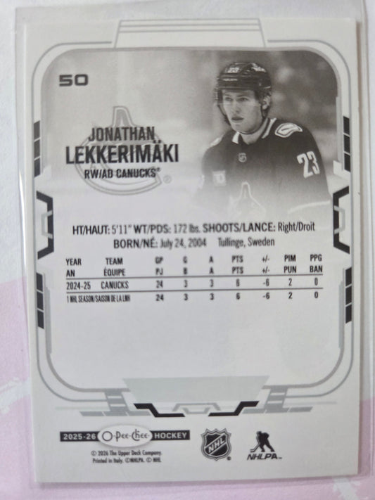 Jonathan Lekkerimäki O-Pee-Chee Hockey #50 [Vancouver Canucks]