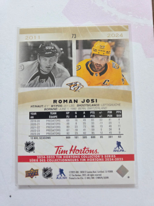 Roman Josi Tim Hortons Upper Deck #73 [Nashville Predators]