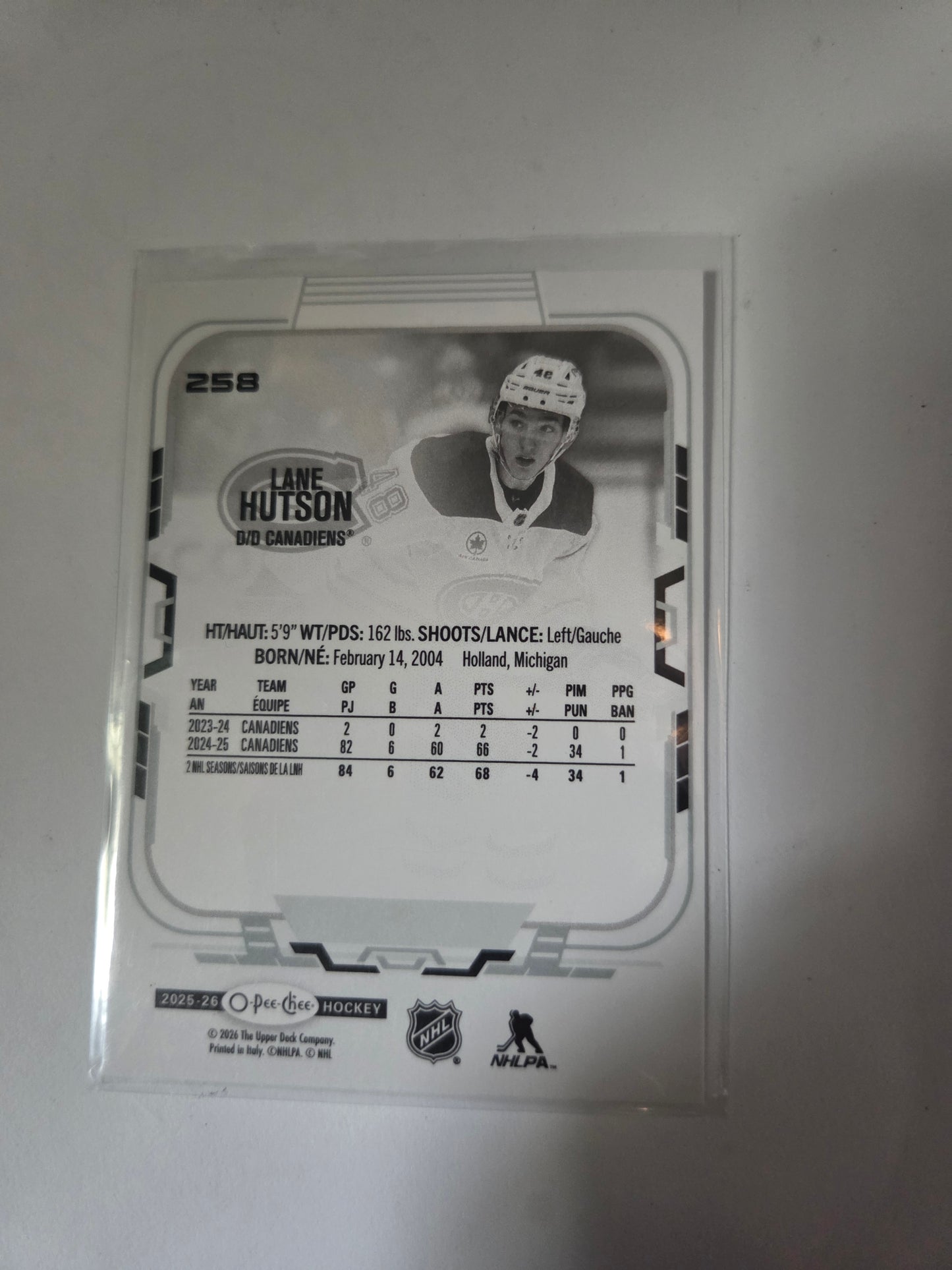 Lane Hutson O-Pee-Chee Hockey #258 [Montreal Canadians]
