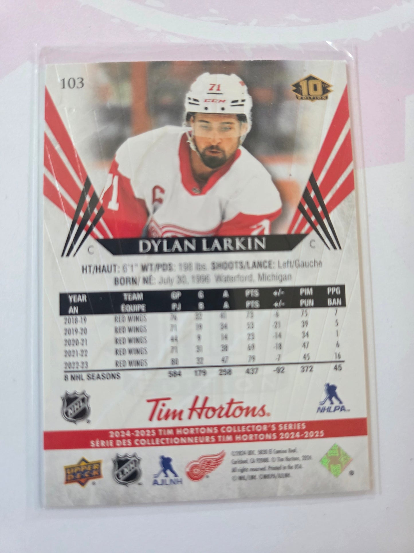 Dylan Larkin Upper Deck 10th Edition #103 [Detroit Red Wings]