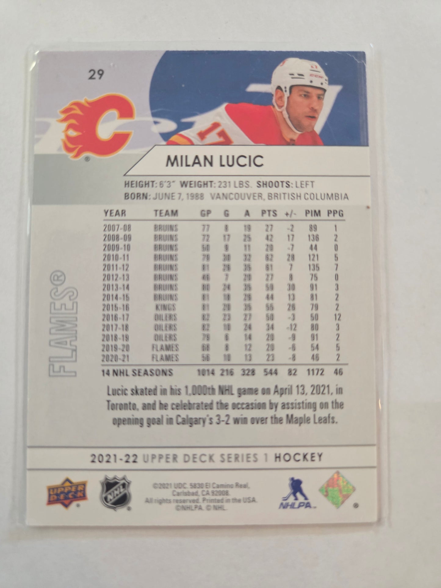 Milan Lucic Upper Deck Series 1 #29 [Calgary Flames]