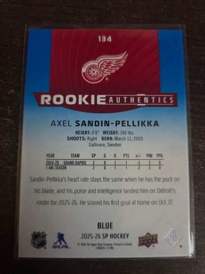 Axel Sandin-Pellikka Blue SP Hockey Rookie Authentics #134 [Detroit Red Wings]