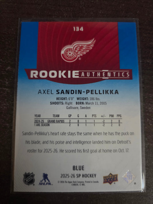 Axel Sandin-Pellikka Blue SP Hockey Rookie Authentics #134 [Detroit Red Wings]